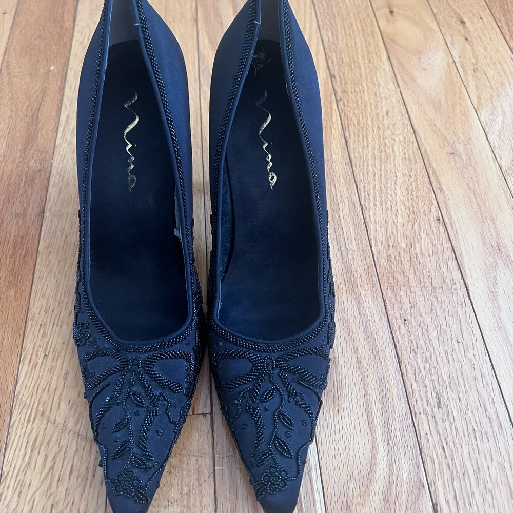 Nina Black Embellished Heels